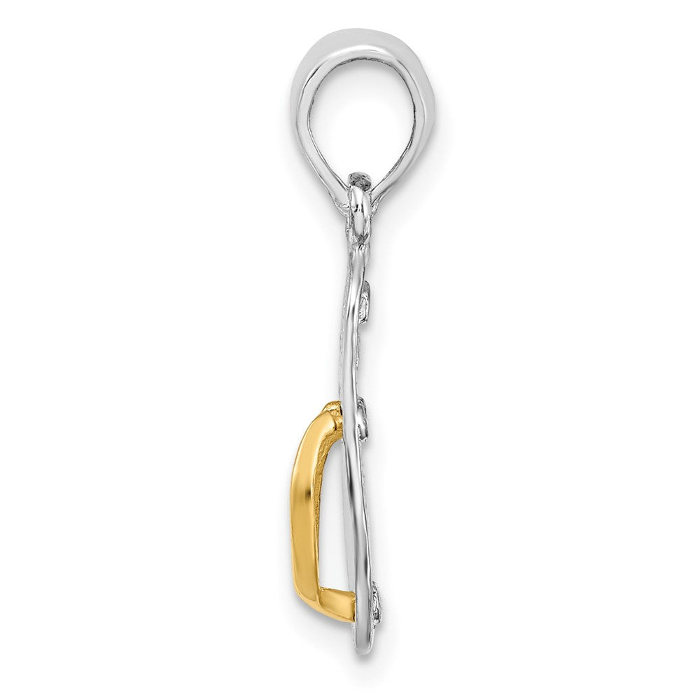 FJC Finejewelers 925 Silver and 14k Yellow Gold Accent  Textured 3D Flip-flop Charm 23 x 6 mm