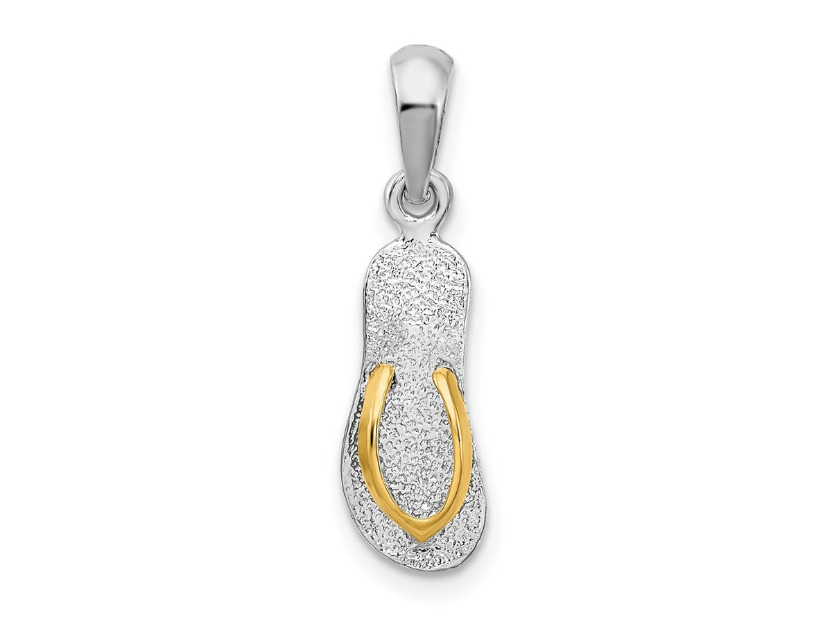 FJC Finejewelers 925 Silver and 14k Yellow Gold Accent  Textured 3D Flip-flop Charm 23 x 6 mm