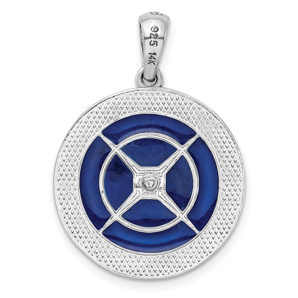 FJC Finejewelers 925 Silver and 14k Yellow Gold Accent Enamel Compass with Moving Needle Charm 28 x 20 mm