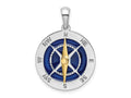 FJC Finejewelers 925 Silver and 14k Yellow Gold Accent Enamel Compass with Moving Needle Charm 28 x 20 mm