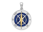 FJC Finejewelers 925 Silver and 14k Yellow Gold Accent Enamel Compass with Moving Needle Charm 28 x 20 mm