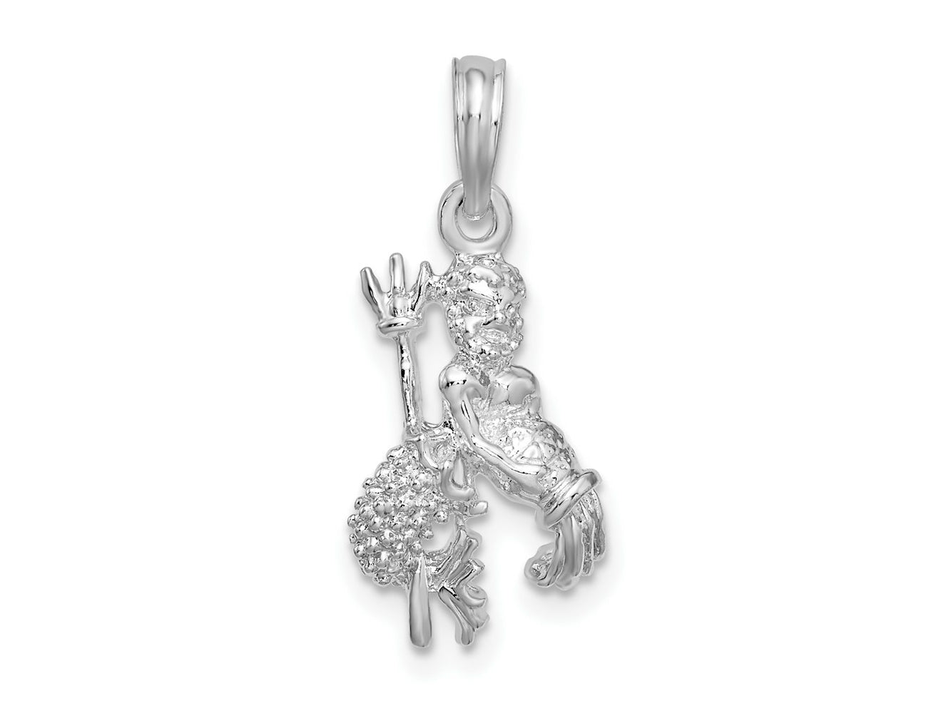 FJC Finejewelers 925 Sterling Silver Rhodium Plated Polished 3D Aquarius Zodiac Charm
