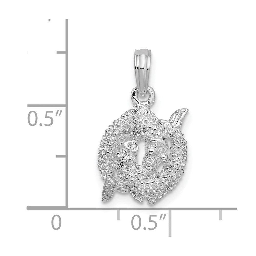 FJC Finejewelers 925 Sterling Silver Rhodium Plated Polished 3D Pisces Zodiac Charm
