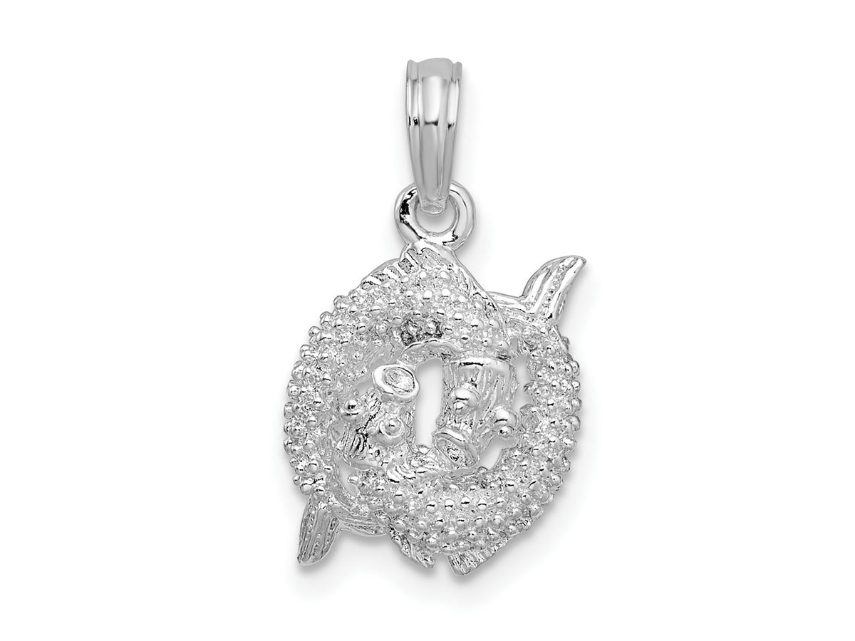 FJC Finejewelers 925 Sterling Silver Rhodium Plated Polished 3D Pisces Zodiac Charm