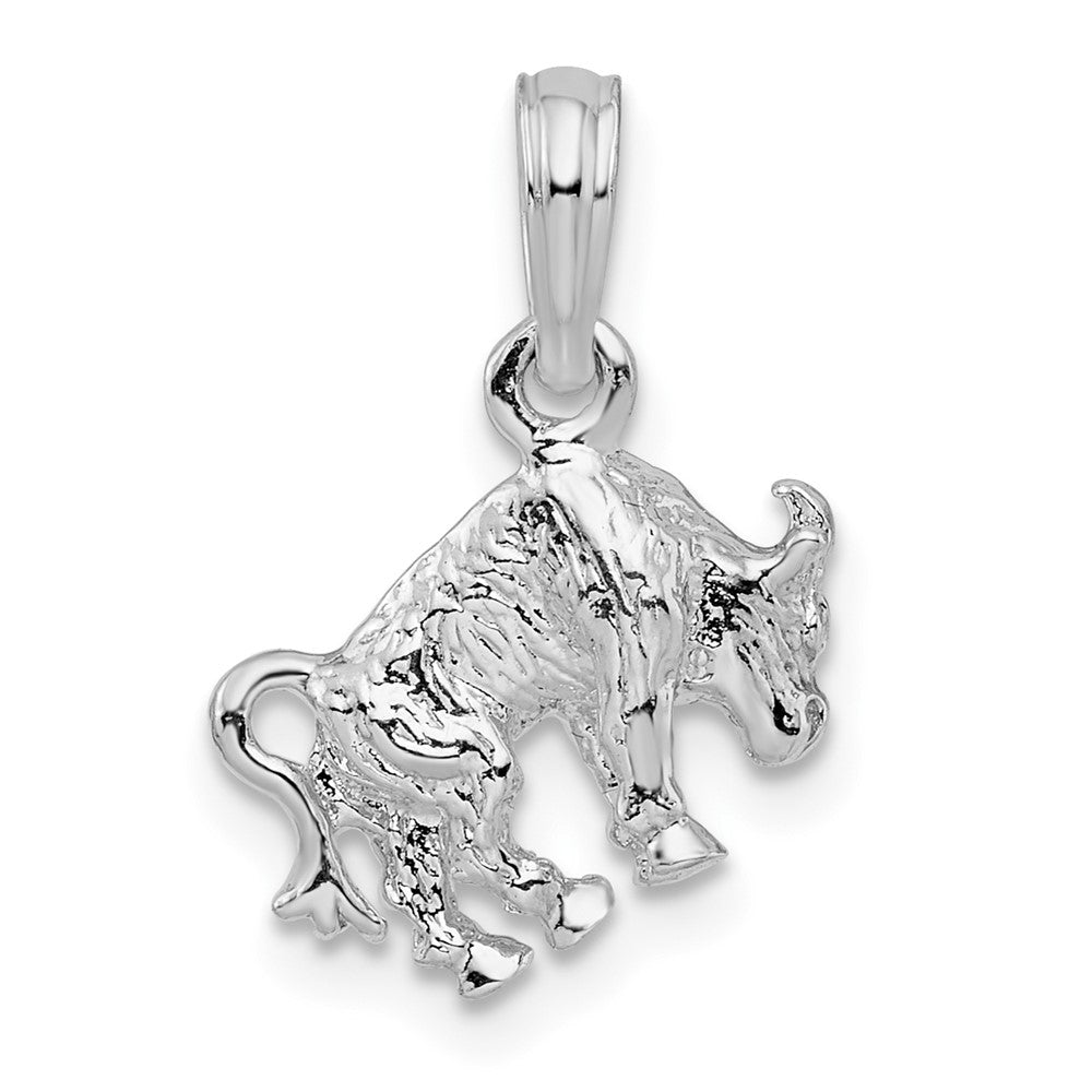 FJC Finejewelers 925 Sterling Silver Rhodium Plated Polished 3D Taurus Zodiac Charm