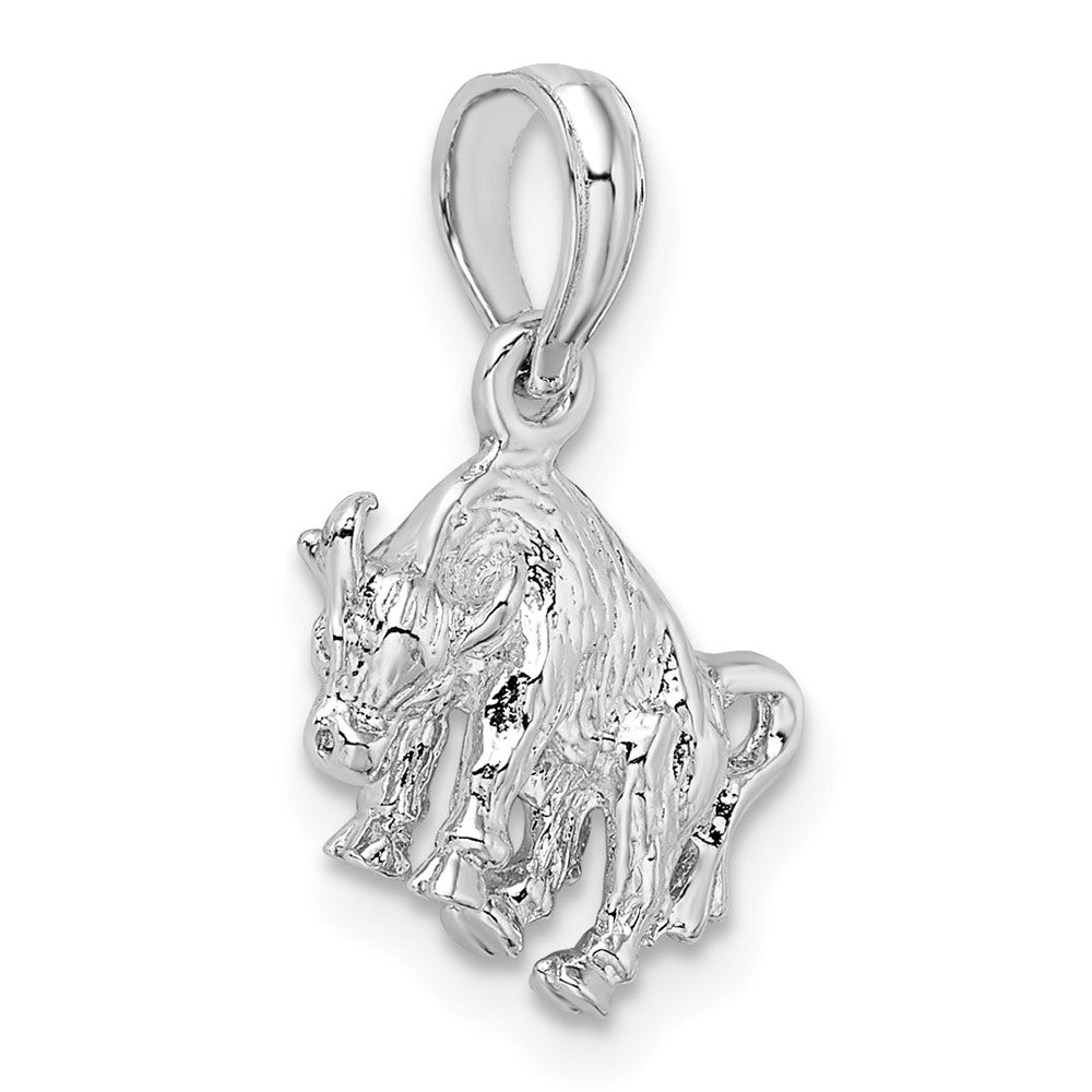 FJC Finejewelers 925 Sterling Silver Rhodium Plated Polished 3D Taurus Zodiac Charm