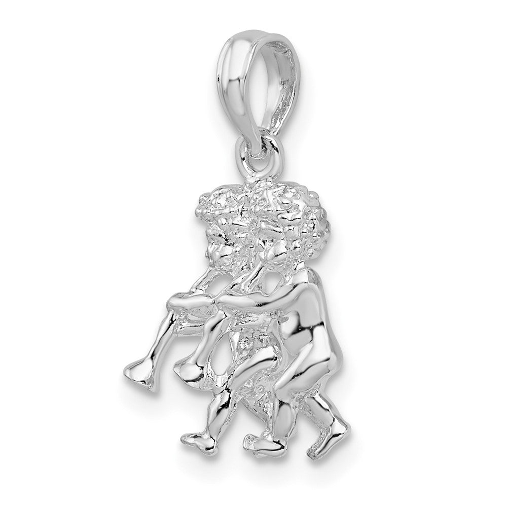 FJC Finejewelers 925 Sterling Silver Rhodium Plated Polished 3D Gemini Zodiac Charm