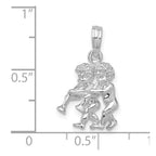 FJC Finejewelers 925 Sterling Silver Rhodium Plated Polished 3D Gemini Zodiac Charm