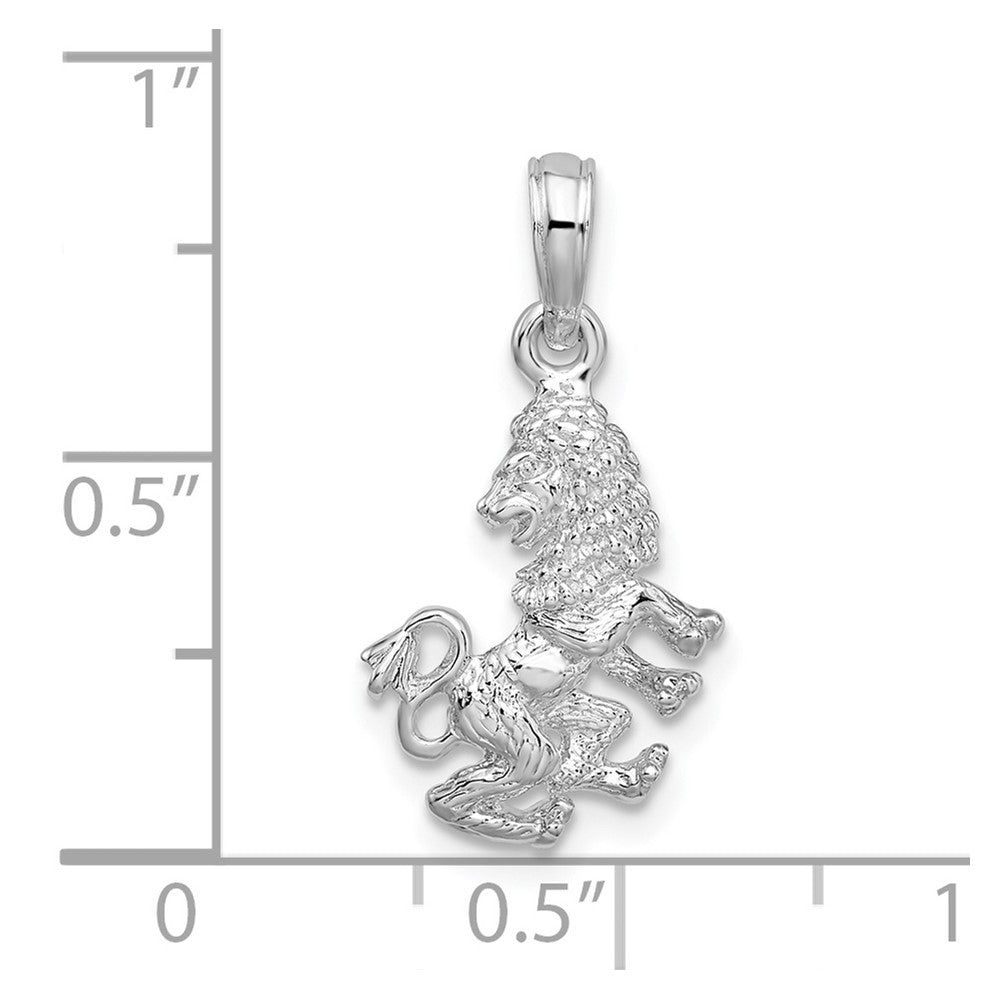 FJC Finejewelers 925 Sterling Silver Rhodium Plated Polished 3D Leo Zodiac Charm