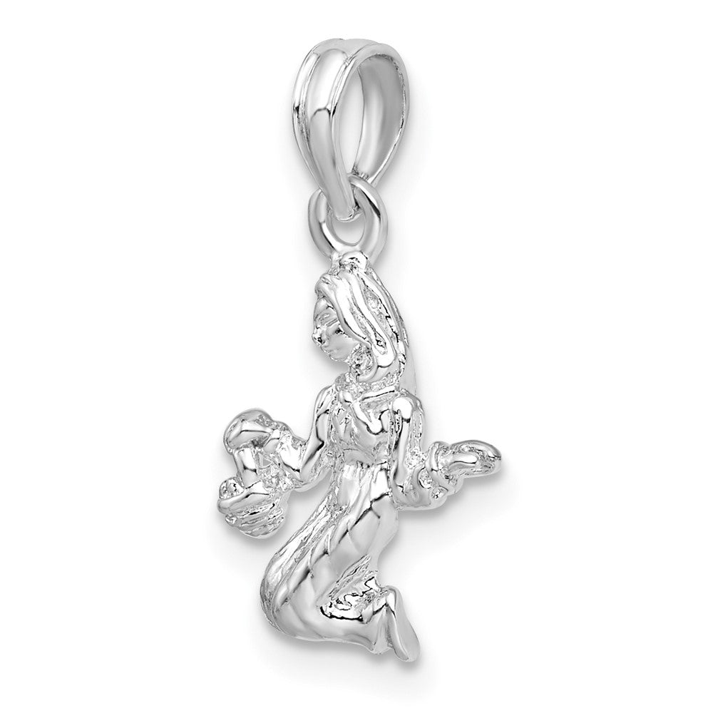 FJC Finejewelers 925 Sterling Silver Rhodium Plated Polished 3D Virgo Zodiac Charm