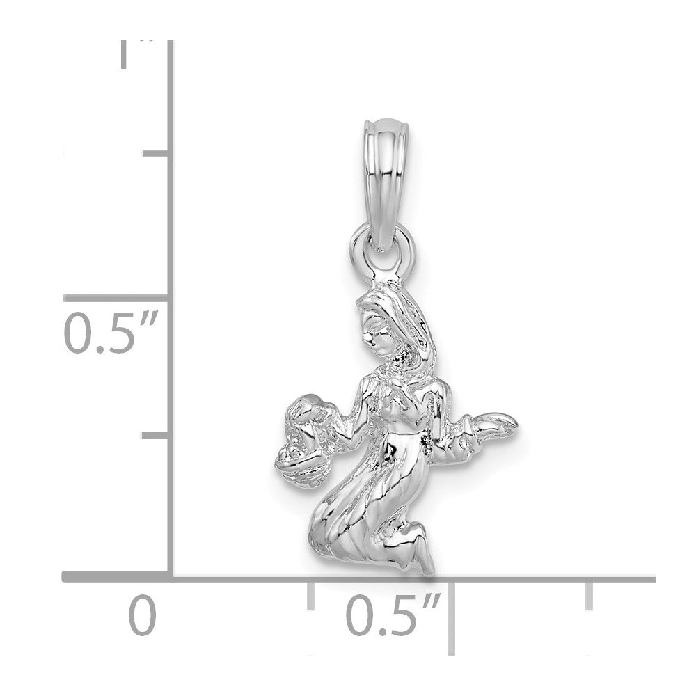 FJC Finejewelers 925 Sterling Silver Rhodium Plated Polished 3D Virgo Zodiac Charm