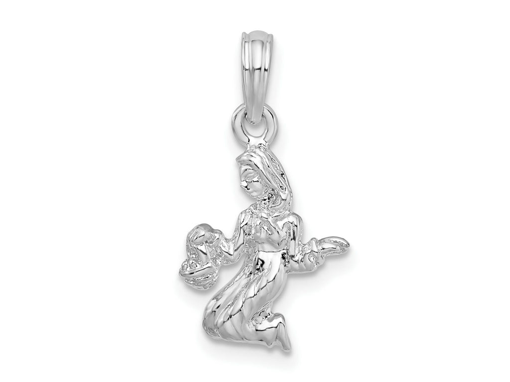FJC Finejewelers 925 Sterling Silver Rhodium Plated Polished 3D Virgo Zodiac Charm