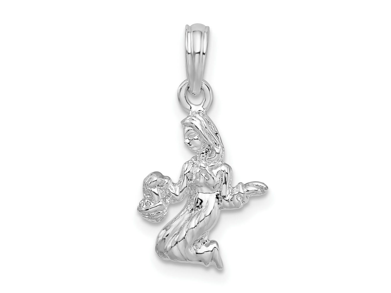 FJC Finejewelers 925 Sterling Silver Rhodium Plated Polished 3D Virgo Zodiac Charm