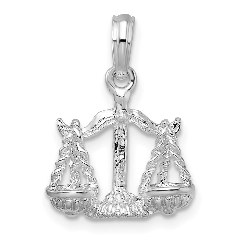 FJC Finejewelers 925 Sterling Silver Rhodium Plated Polished 3D Libra Zodiac Charm
