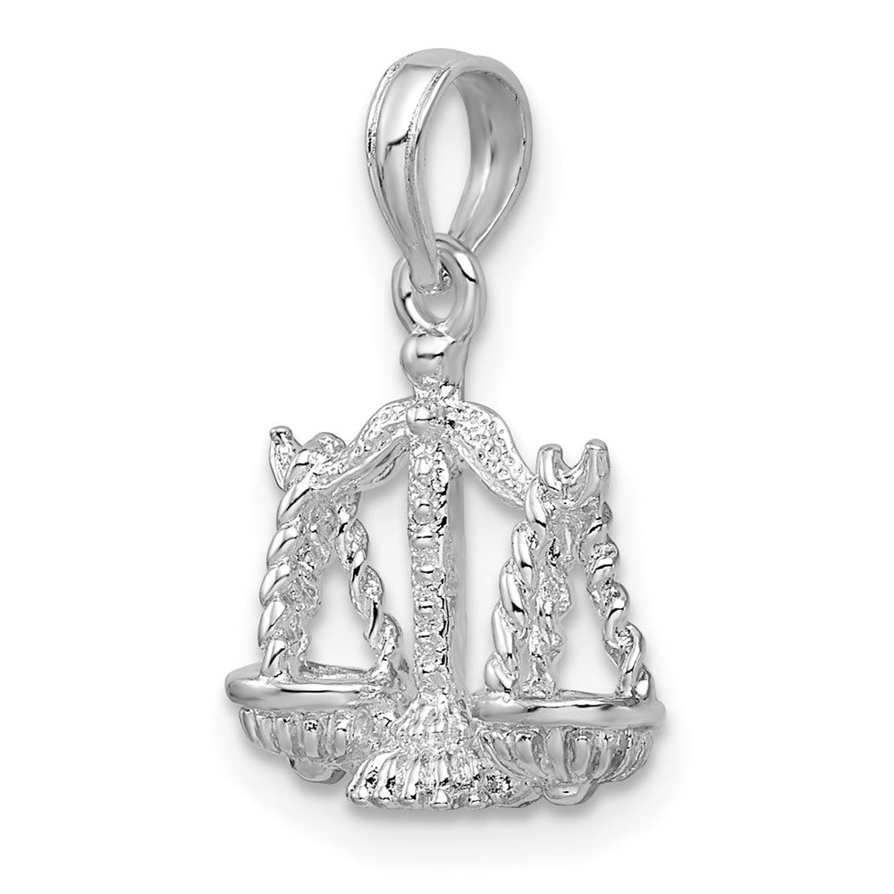 FJC Finejewelers 925 Sterling Silver Rhodium Plated Polished 3D Libra Zodiac Charm