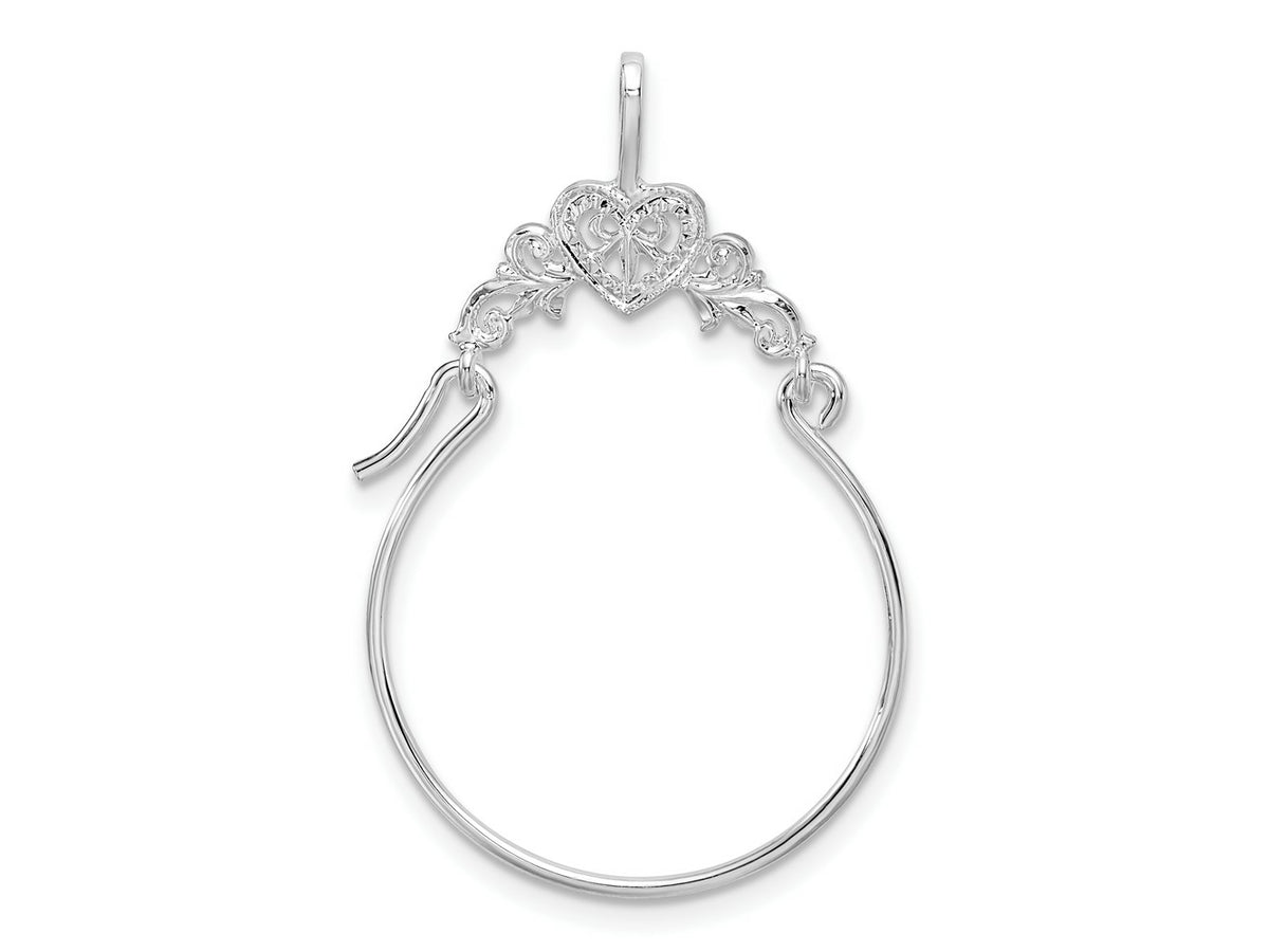 FJC Finejewelers 925 Sterling Silver Polished Heart with Scroll Charm Holder 28 mm