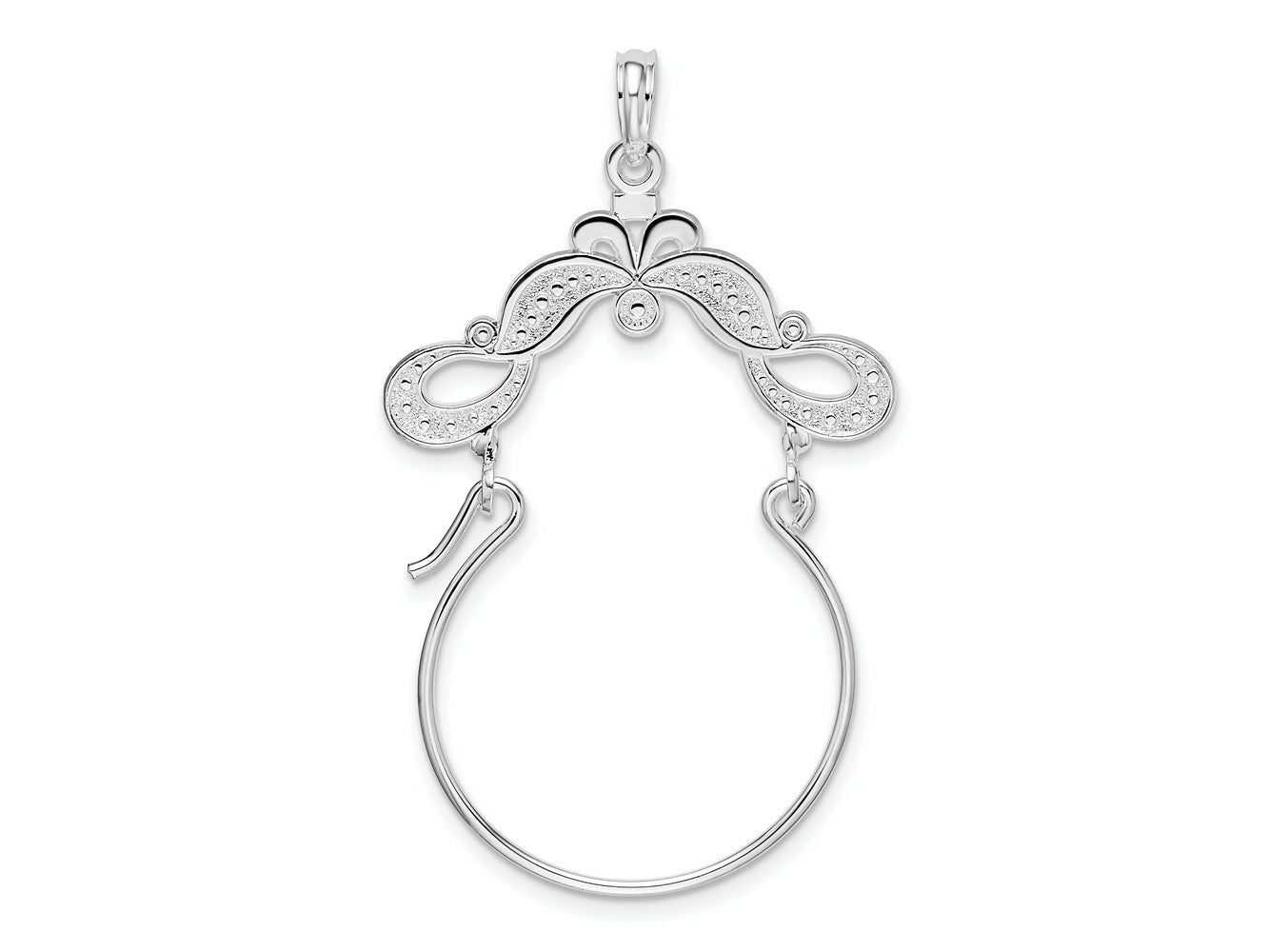 FJC Finejewelers 925 Sterling Silver Polished Beaded Scroll Design Charm Holder 39 mm