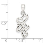 FJC Finejewelers 925 Sterling Silver Polished Multiple Heart Charm 26 x 10 mm