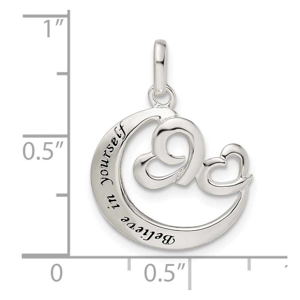 FJC Finejewelers 925 Sterling Silver Heart Believe in Yourself Charm 21 x 16 mm