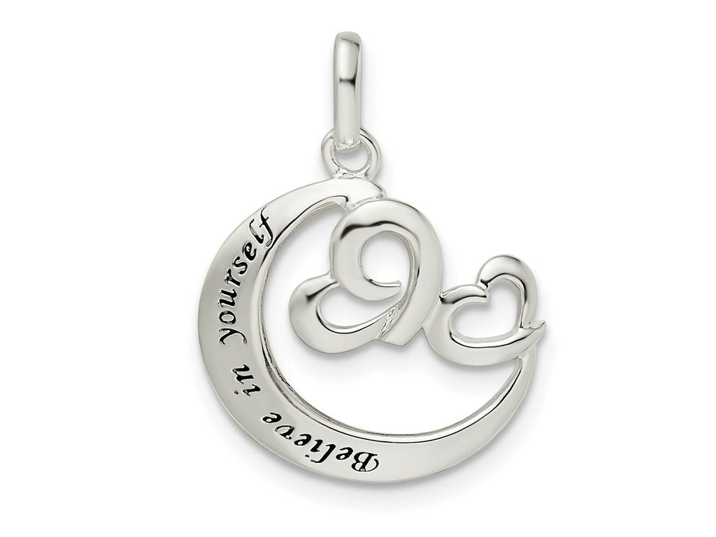 FJC Finejewelers 925 Sterling Silver Heart Believe in Yourself Charm 21 x 16 mm
