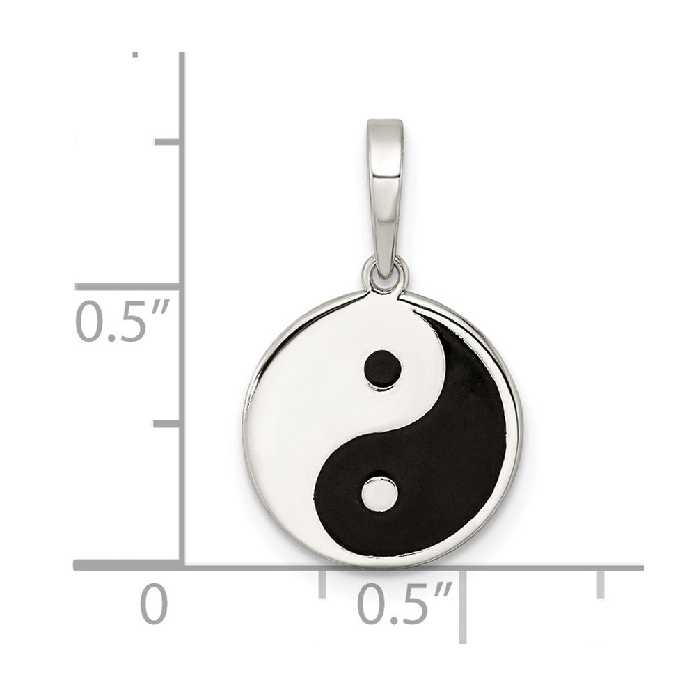 FJC Finejewelers 925 Sterling Silver Rhodium Plated Enameled Yin Yang Charm 21 x 12 mm