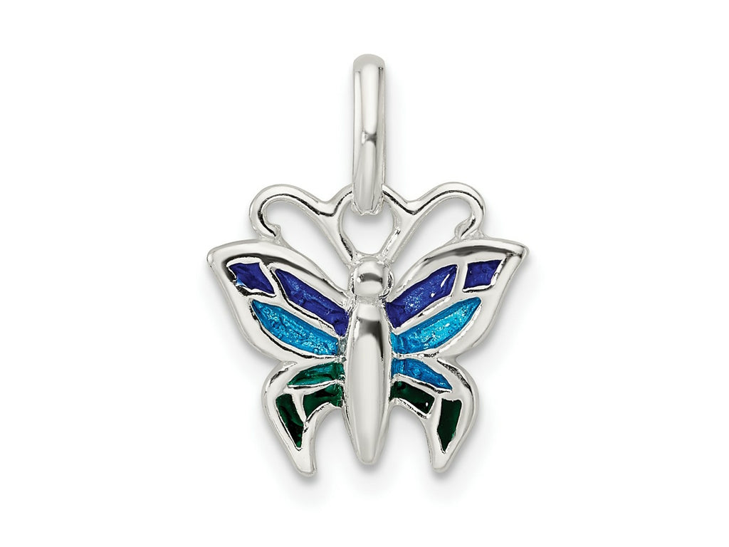 FJC Finejewelers 925 Sterling Silver Polished Enameled Butterfly Charm 18 x 13 mm