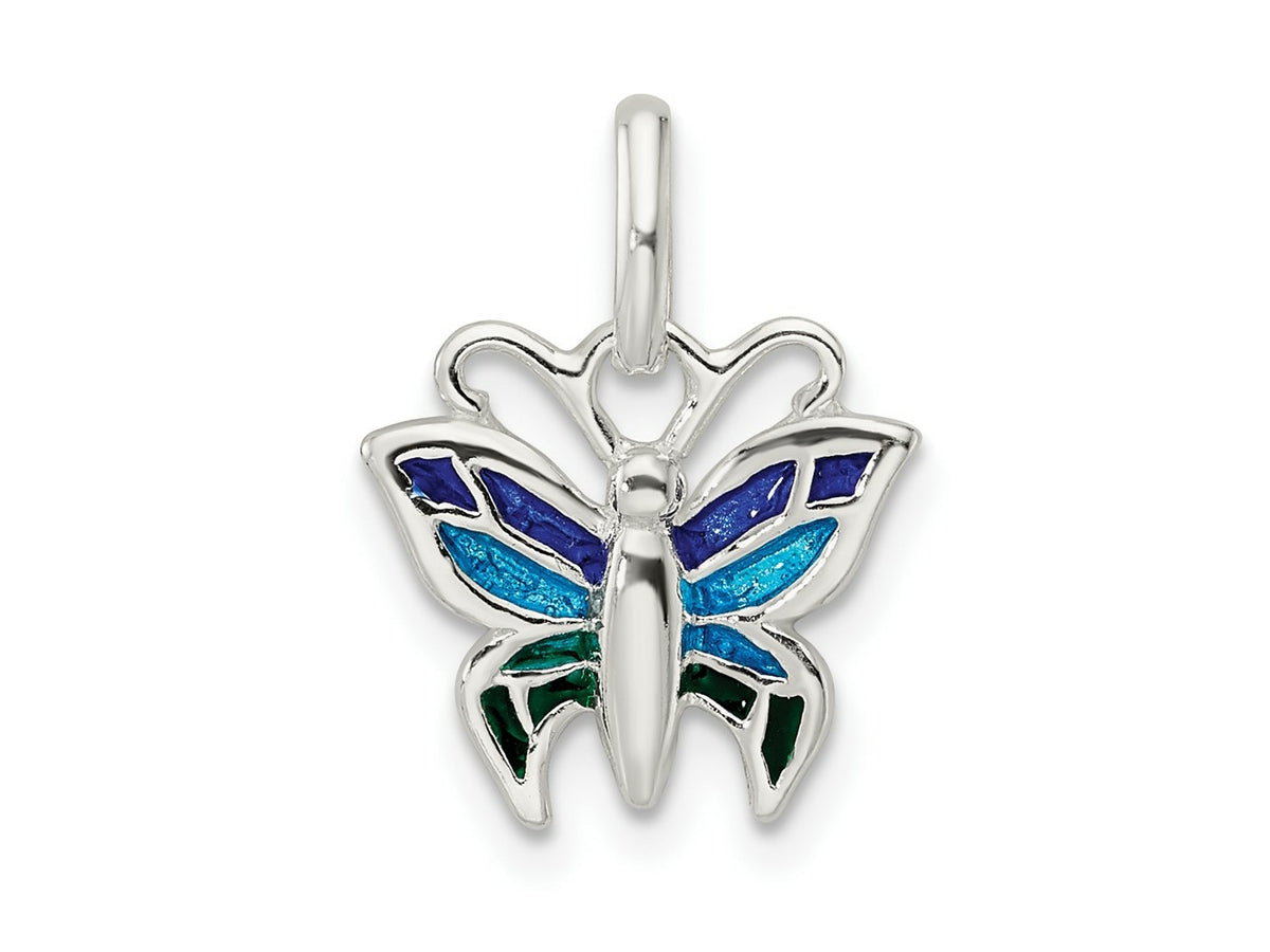 FJC Finejewelers 925 Sterling Silver Polished Enameled Butterfly Charm 18 x 13 mm