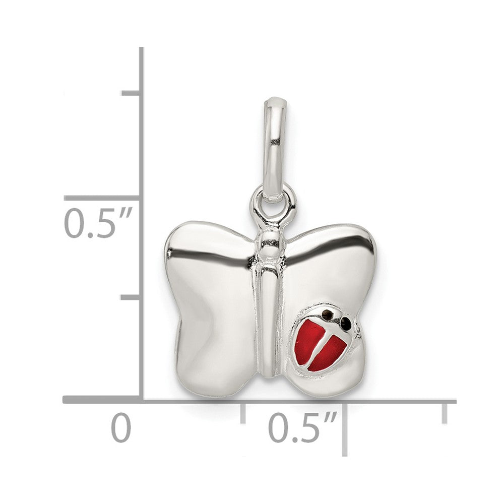 FJC Finejewelers 925 Sterling Silver Polished Enameled Butterfly with Ladybug Charm 20 x 13 mm