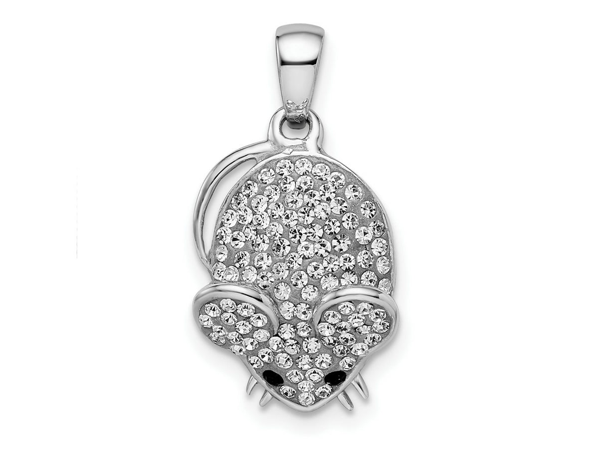 FJC Finejewelers 925 Sterling Silver Rhodium Plated Preciosa Crystal Mouse Charm 23 x 11 mm