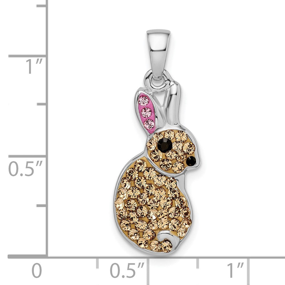 FJC Finejewelers 925 Sterling Silver Rhodium Plated Preciosa Crystal Rabbit Charm 27 x 10 mm