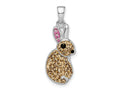 FJC Finejewelers 925 Sterling Silver Rhodium Plated Preciosa Crystal Rabbit Charm 27 x 10 mm