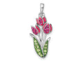 FJC Finejewelers 925 Sterling Silver Enameled Rhodium Plated Preciosa Crystal Tulips Charm 28 x 11 mm