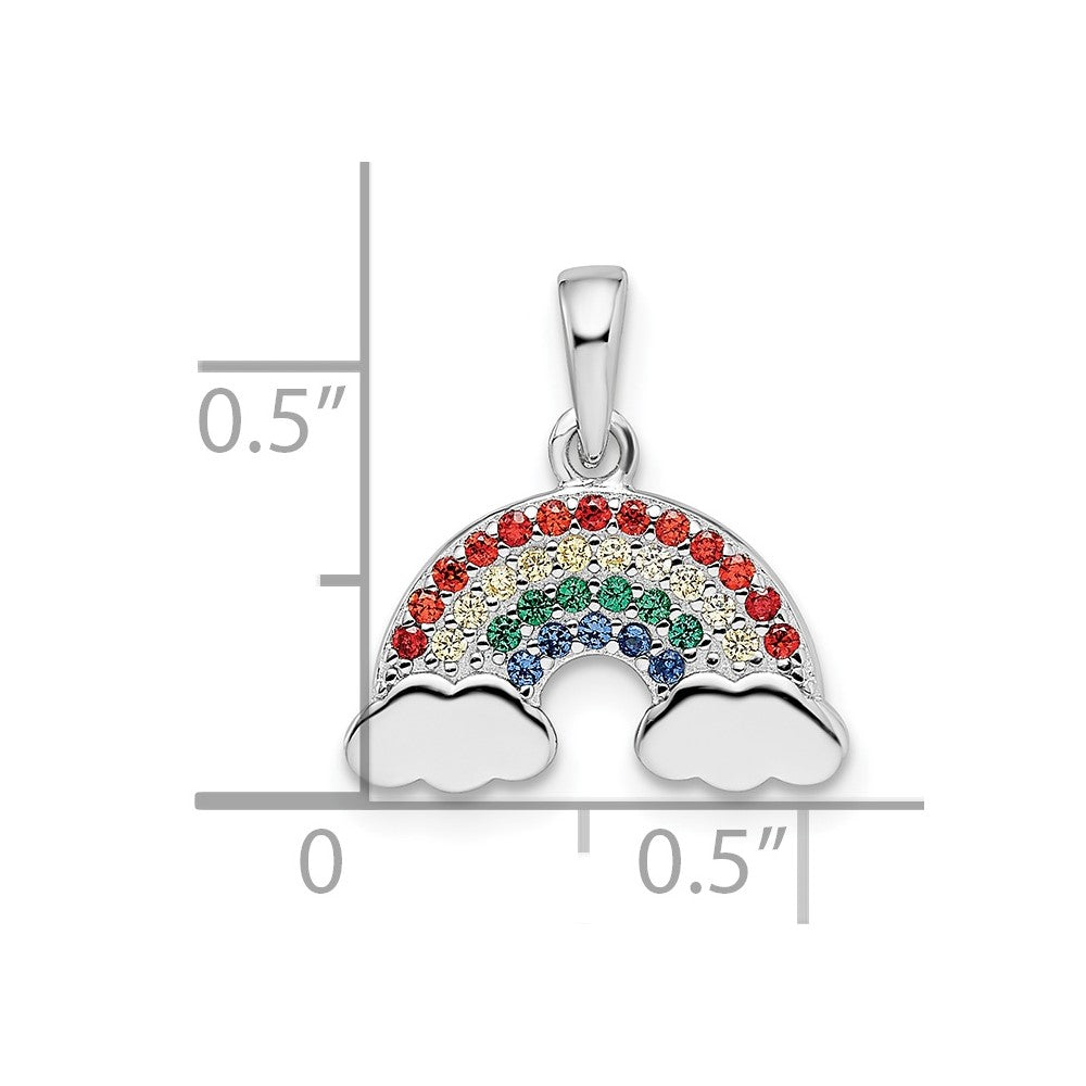 FJC Finejewelers 925 Sterling Silver Rhodium Plated Multi-Color Nano Crystal Rainbow Charm 16 x 14 mm