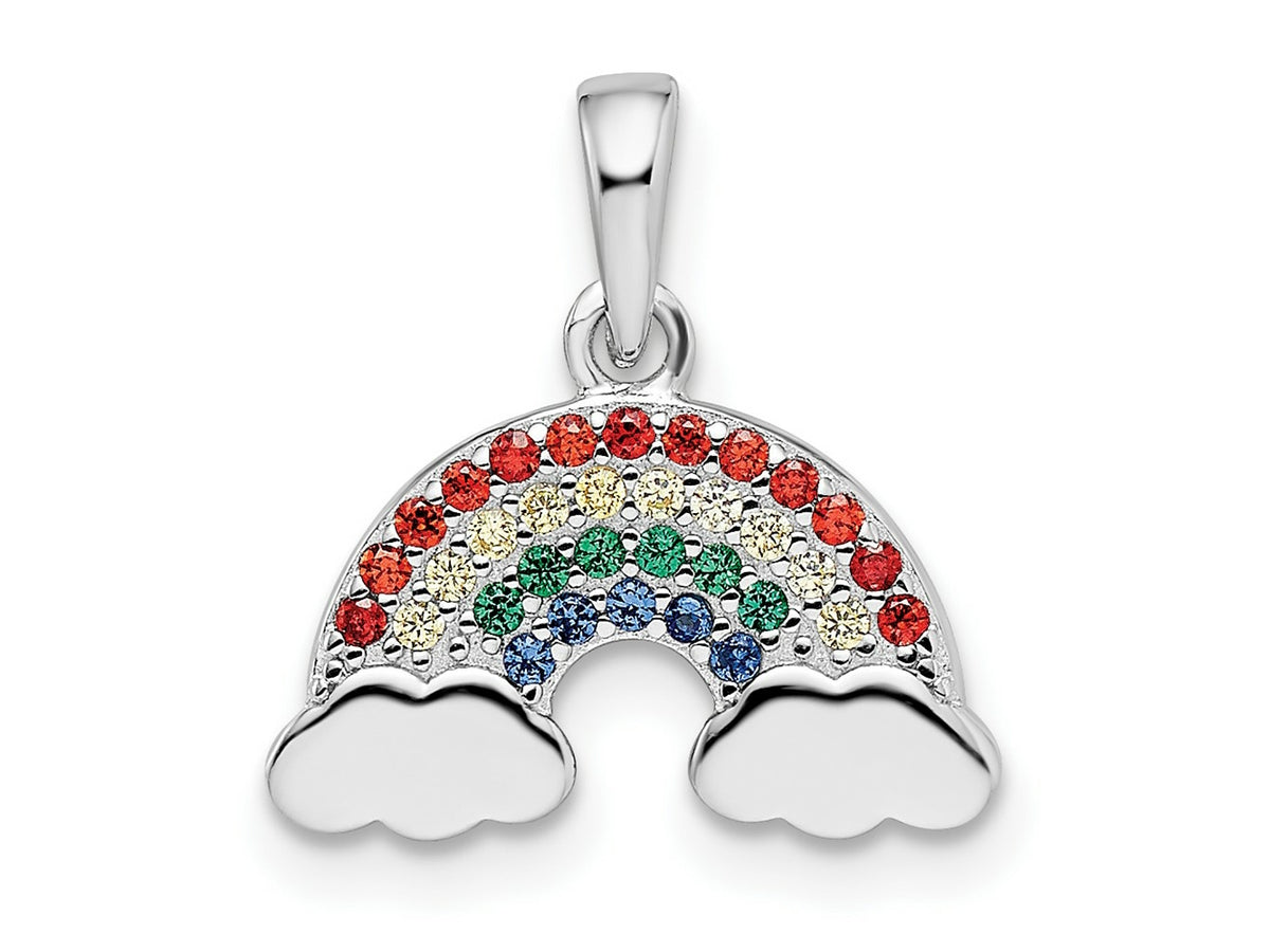 FJC Finejewelers 925 Sterling Silver Rhodium Plated Multi-Color Nano Crystal Rainbow Charm 16 x 14 mm