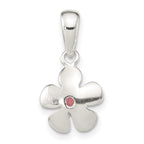 FJC Finejewelers 925 Sterling Silver Brushed and Polished Pink CZ Flower Charm 20 x 10 mm