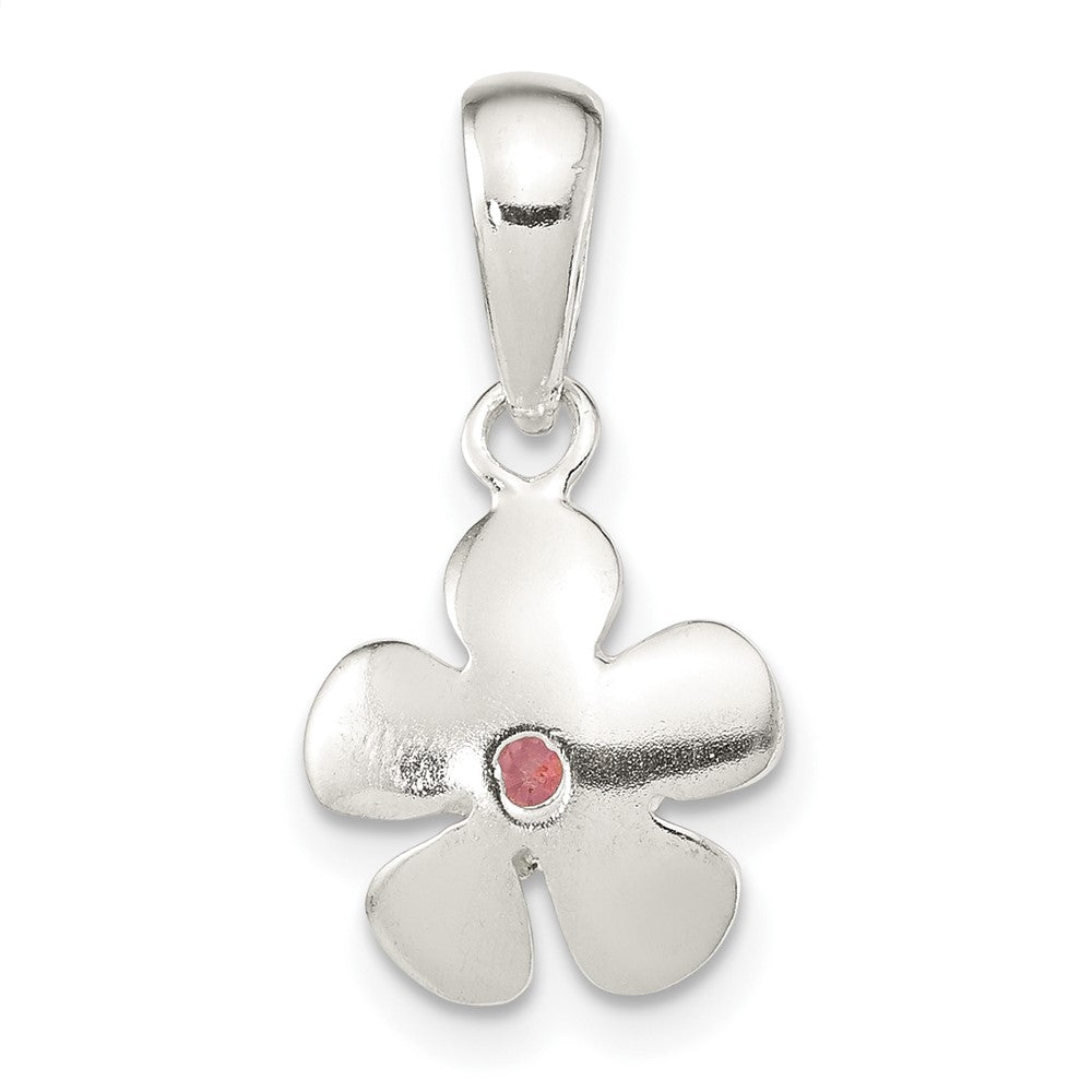 FJC Finejewelers 925 Sterling Silver Brushed and Polished Pink CZ Flower Charm 20 x 10 mm