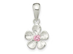 FJC Finejewelers 925 Sterling Silver Brushed and Polished Pink CZ Flower Charm 20 x 10 mm