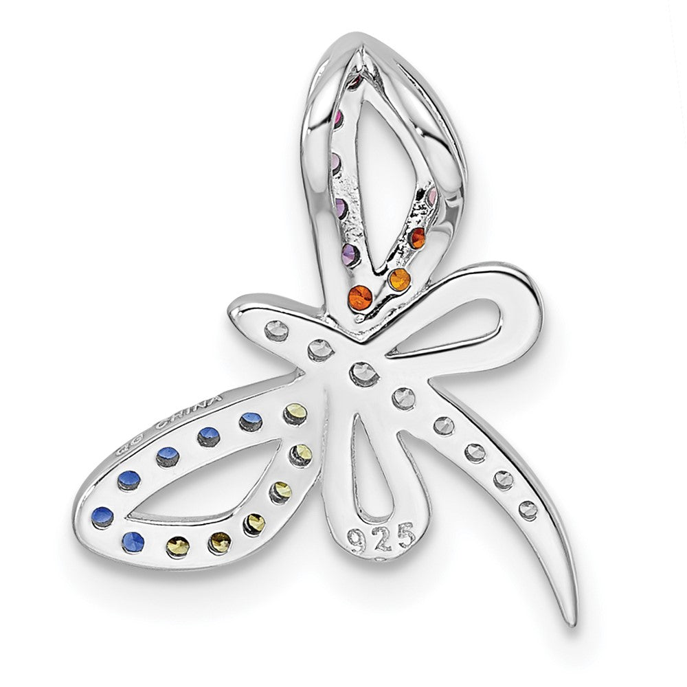 FJC Finejewelers 925 Sterling Silver Rhodium Plated Multicolor CZ Dragonfly Chain Slide 14 x 17 mm