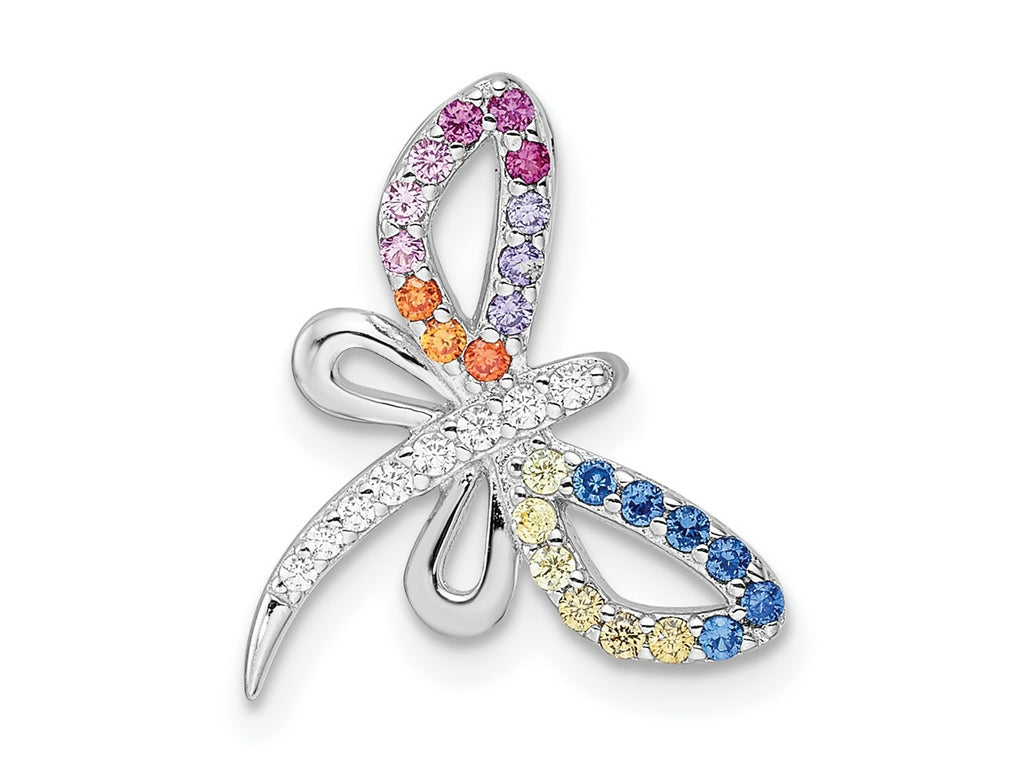 FJC Finejewelers 925 Sterling Silver Rhodium Plated Multicolor CZ Dragonfly Chain Slide 14 x 17 mm