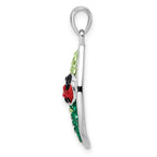 FJC Finejewelers 925 Sterling Silver Rhodium Plated Preciosa Crystal Leaf with Ladybug Charm 28 x 10 mm