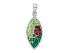 FJC Finejewelers 925 Sterling Silver Rhodium Plated Preciosa Crystal Leaf with Ladybug Charm 28 x 10 mm