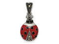 FJC Finejewelers 925 Sterling Silver Antiqued Marcasite Enameled Ladybug Charm 25 x 11 mm