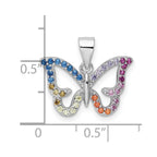 FJC Finejewelers 925 Sterling Silver Rhodium Plated Multicolor CZ Butterfly Charm 17 x 18 mm