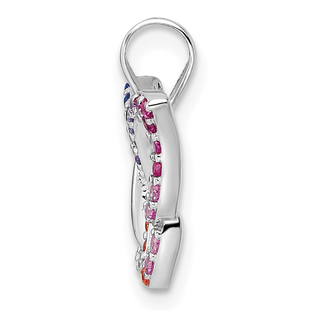 FJC Finejewelers 925 Sterling Silver Rhodium Plated Multicolor CZ Butterfly Charm 17 x 18 mm