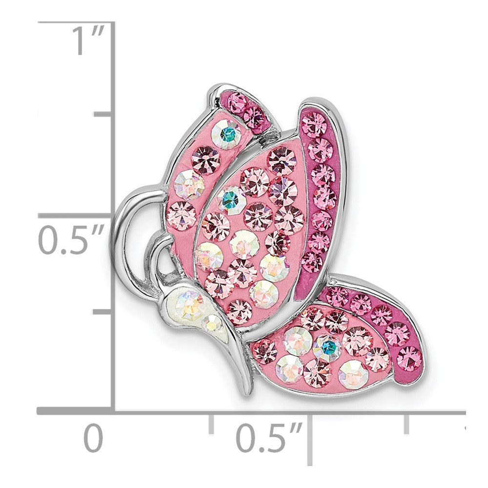 FJC Finejewelers 925 Sterling Silver Rhodium Plated Preciosa Crystal Butterfly Chain Slide 22 x 16 mm