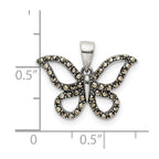 FJC Finejewelers 925 Sterling Silver Antiqued Polished Marcasite Butterfly Charm 17 x 19 mm