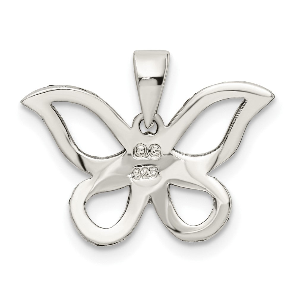 FJC Finejewelers 925 Sterling Silver Antiqued Polished Marcasite Butterfly Charm 17 x 19 mm