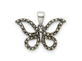 FJC Finejewelers 925 Sterling Silver Antiqued Polished Marcasite Butterfly Charm 17 x 19 mm