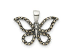FJC Finejewelers 925 Sterling Silver Antiqued Polished Marcasite Butterfly Charm 17 x 19 mm