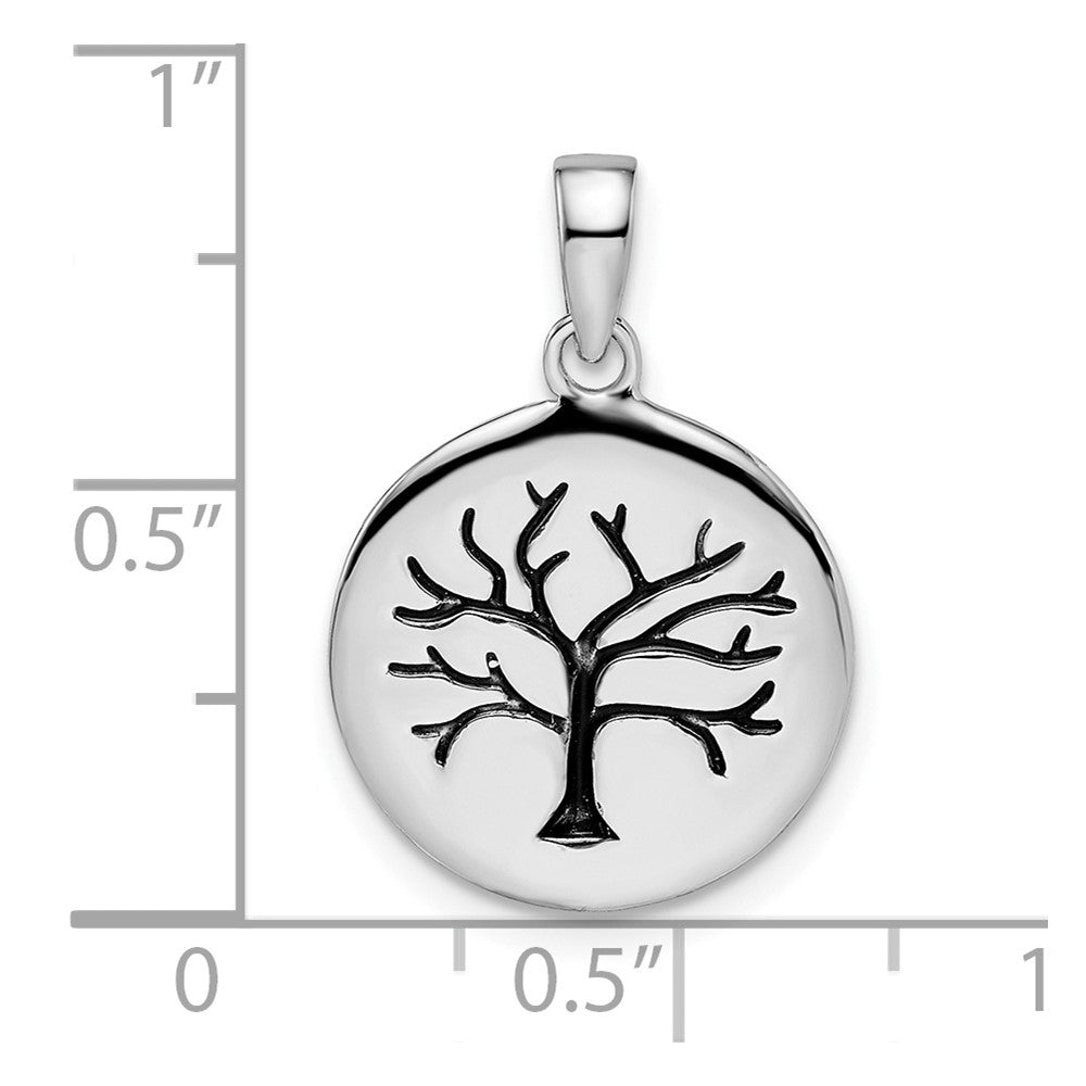 FJC Finejewelers 925 Sterling Silver Rhodium Plated Oxidized Circle Tree Charm 22 x 14 mm